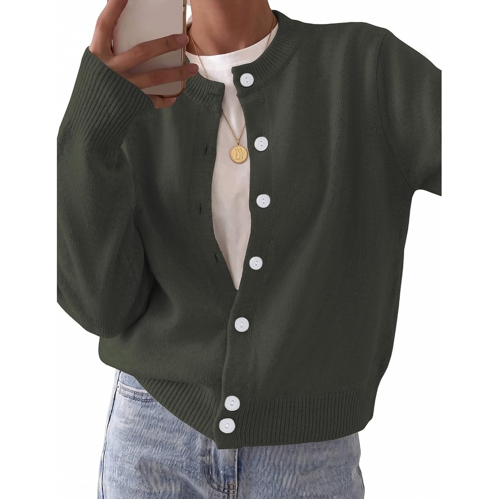 image:imageZeagoo Wool Blend Cardigan Sweaters for Women 2026 Casual Fall OutfitsArmy Green