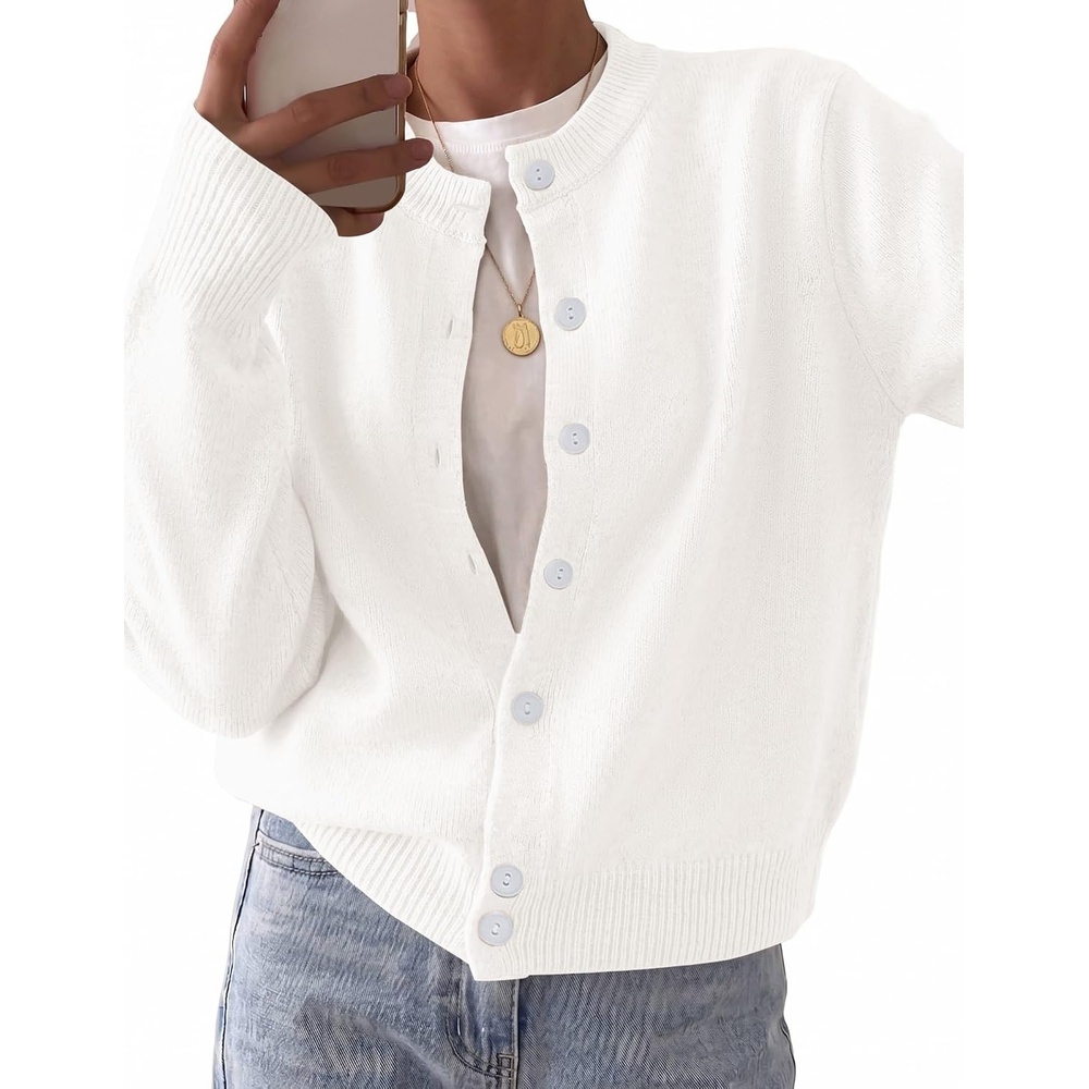 image:imageZeagoo Wool Blend Cardigan Sweaters for Women 2026 Casual Fall OutfitsWhite