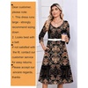 Zeagoo 3/4 Sleeve Women’s Dress Pleated Midi Casual Dresses with Pockets(Black Printed)