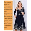Zeagoo 3/4 Sleeve Women’s Dress Pleated Midi Casual Dresses with Pockets(Blue Print)