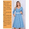 Zeagoo 3/4 Sleeve Women’s Dress Pleated Midi Casual Dresses with Pockets(Floral-light Blue)