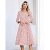 Zeagoo 3/4 Sleeve Women’s Dress Pleated Midi Casual Dresses with Pockets(Pink White)