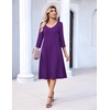 Zeagoo 3/4 Sleeve Women’s Dress Pleated Midi Casual Dresses with Pockets(Purple)