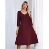 Zeagoo 3/4 Sleeve Women’s Dress Pleated Midi Casual Dresses with Pockets(Red)
