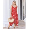 Zeagoo 3/4 Sleeve Women’s Dress Pleated Midi Casual Dresses with Pockets(Red White Flowers)