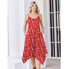 Zeagoo 3/4 Sleeve Women’s Dress Pleated Midi Casual Dresses with Pockets(Red White Flowers)