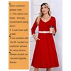 Zeagoo 3/4 Sleeve Women’s Dress Pleated Midi Casual Dresses with Pockets(True Red)