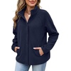 Zeagoo Fleece Jackets for Women Fall Clothe Button Winter Coat with Pockets(Navy Blue)