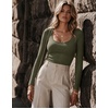 Zeagoo Long Sleeve Shirts for Women Going Out Tops Fall Scoop Neck Tshirts(Army Green)