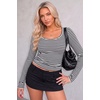 Zeagoo Long Sleeve Shirts for Women Going Out Tops Fall Scoop Neck Tshirts(Black White Stripe)