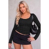 Zeagoo Long Sleeve Shirts for Women Going Out Tops Fall Scoop Neck Tshirts(Polka Dot)
