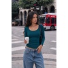 Zeagoo Long Sleeve Shirts for Women Going Out Tops Fall Scoop Neck Tshirts(Teal)