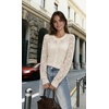 Zeagoo Long Sleeve Shirts for Women Lace Top Button Up Blouse Dressy Casual(Beige)