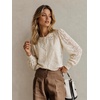 Zeagoo Long Sleeve Shirts for Women Lace Top Button Up Blouse Dressy Casual(Beige)