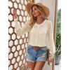 Zeagoo Long Sleeve Shirts for Women Lace Top Button Up Blouse Dressy Casual(Beige)