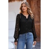 Zeagoo Long Sleeve Shirts for Women Lace Top Button Up Blouse Dressy Casual(Black)