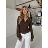 Zeagoo Long Sleeve Shirts for Women Lace Top Button Up Blouse Dressy Casual(Brown)
