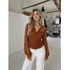 Zeagoo Long Sleeve Shirts for Women Lace Top Button Up Blouse Dressy Casual(Carame)