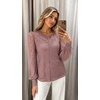 Zeagoo Long Sleeve Shirts for Women Lace Top Button Up Blouse Dressy Casual(Dusty Rose)