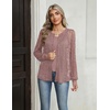 Zeagoo Long Sleeve Shirts for Women Lace Top Button Up Blouse Dressy Casual(Dusty Rose)