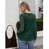 Zeagoo Long Sleeve Shirts for Women Lace Top Button Up Blouse Dressy Casual(Green)