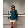 Zeagoo Long Sleeve Shirts for Women Lace Top Button Up Blouse Dressy Casual(Lake Blue)