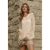Zeagoo Long Sleeve Shirts for Women Lace Top Button Up Blouse Dressy Casual(Light Khaki)