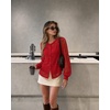 Zeagoo Long Sleeve Shirts for Women Lace Top Button Up Blouse Dressy Casual(Red)