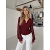 Zeagoo Long Sleeve Shirts for Women Lace Top Button Up Blouse Dressy Casual(Wine Red)