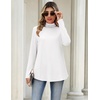 Zeagoo Long Sleeve Shirts for Women Turtleneck Work Casual Tunic Tops(A-white)