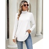 Zeagoo Long Sleeve Shirts for Women Turtleneck Work Casual Tunic Tops(A-white)