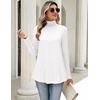 Zeagoo Long Sleeve Shirts for Women Turtleneck Work Casual Tunic Tops(A-white)