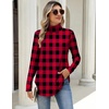 Zeagoo Long Sleeve Shirts for Women Turtleneck Work Casual Tunic Tops(Buffalo Black Red)