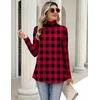 Zeagoo Long Sleeve Shirts for Women Turtleneck Work Casual Tunic Tops(Buffalo Black Red)