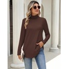 Zeagoo Long Sleeve Shirts for Women Turtleneck Work Casual Tunic Tops(Coffee)