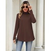Zeagoo Long Sleeve Shirts for Women Turtleneck Work Casual Tunic Tops(Coffee)