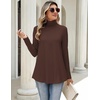 Zeagoo Long Sleeve Shirts for Women Turtleneck Work Casual Tunic Tops(Coffee)
