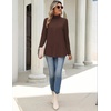 Zeagoo Long Sleeve Shirts for Women Turtleneck Work Casual Tunic Tops(Coffee)