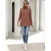 Zeagoo Long Sleeve Shirts for Women Turtleneck Work Casual Tunic Tops(Khaki)