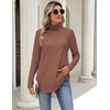 Zeagoo Long Sleeve Shirts for Women Turtleneck Work Casual Tunic Tops(Khaki)
