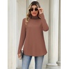 Zeagoo Long Sleeve Shirts for Women Turtleneck Work Casual Tunic Tops(Khaki)
