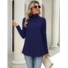 Zeagoo Long Sleeve Shirts for Women Turtleneck Work Casual Tunic Tops(Navy Blue)