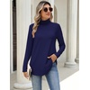 Zeagoo Long Sleeve Shirts for Women Turtleneck Work Casual Tunic Tops(Navy Blue)