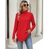 Zeagoo Long Sleeve Shirts for Women Turtleneck Work Casual Tunic Tops(Red)