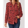 Zeagoo Women Blouses Chiffon Long Sleeve Button Down Shirts Business Tops(A-black Red Floral)