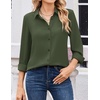 Zeagoo Women Blouses Chiffon Long Sleeve Button Down Shirts Business Tops(Army Green)
