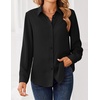 Zeagoo Women Blouses Chiffon Long Sleeve Button Down Shirts Business Tops(Black)