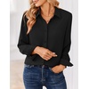 Zeagoo Women Blouses Chiffon Long Sleeve Button Down Shirts Business Tops(Black)