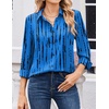 Zeagoo Women Blouses Chiffon Long Sleeve Button Down Shirts Business Tops(Blue Black)