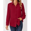 Zeagoo Women Blouses Chiffon Long Sleeve Button Down Shirts Business Tops(Dark Red)